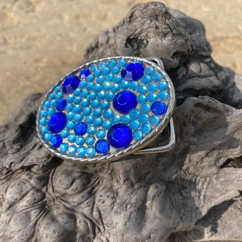 Belt Buckle Blue Rhinstone